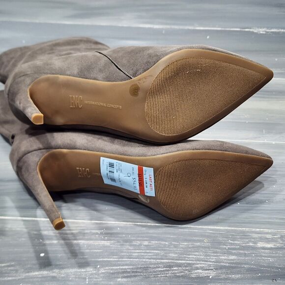 INC International Concepts Reanna Boots Stiletto Heel Pointed Toe Faux Suede 9M - Picture 10 of 12